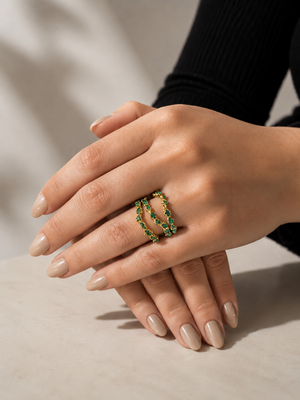ANILLO ONDA TRIPLE ESMERALDA