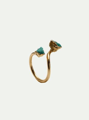 ANILLO CURVO DOS ESMERALDAS - Lena Joyas