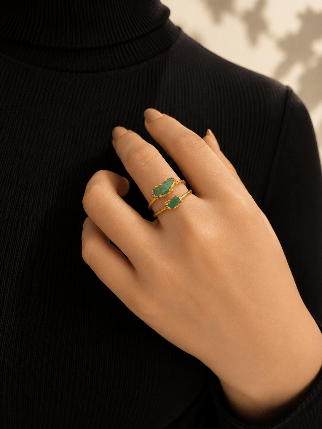 ANILLO DOBLE ESMERALDA - Lena Joyas