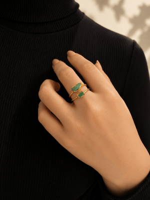 ANILLO DOBLE ESMERALDA - Lena Joyas