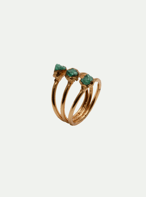 ANILLO TRES ESMERALDAS - Lena Joyas